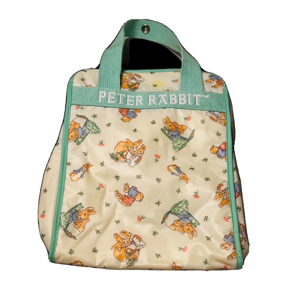 Beatrix Potter VTG Peter Rabbit Enfamil Mint Green Baby Diaper Tote Bag 1997 Pic
